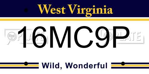 16MC9P West Virginia License Plate