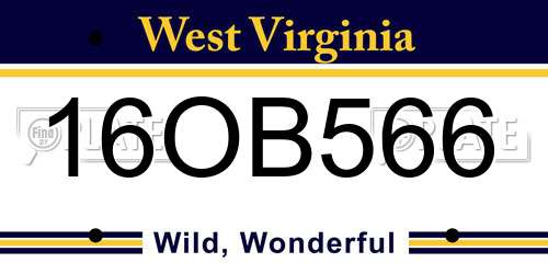16OB566 West Virginia License Plate