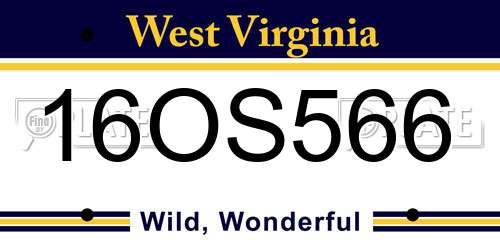 16OS566 West Virginia License Plate
