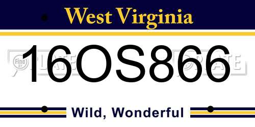 16OS866 West Virginia License Plate