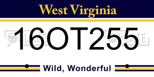 16OT255 West Virginia License Plate