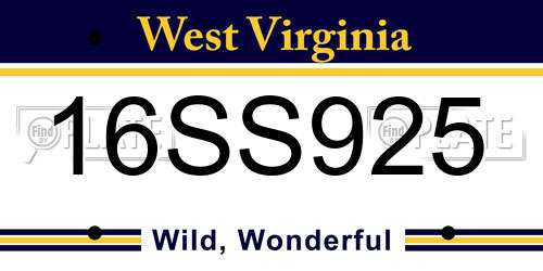 16SS925 West Virginia License Plate