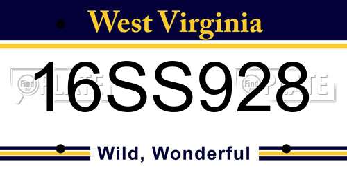16SS928 West Virginia License Plate