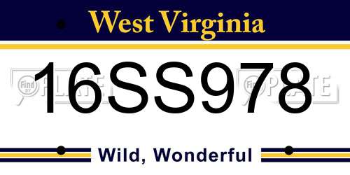 16SS978 West Virginia License Plate