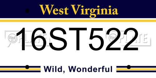 16ST522 West Virginia License Plate