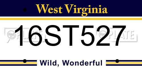 16ST527 West Virginia License Plate