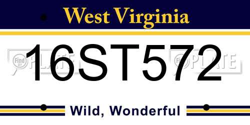 16ST572 West Virginia License Plate