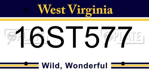 16ST577 West Virginia License Plate