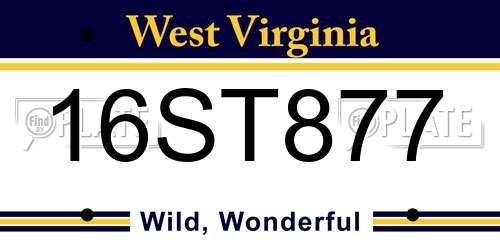 16ST877 West Virginia License Plate