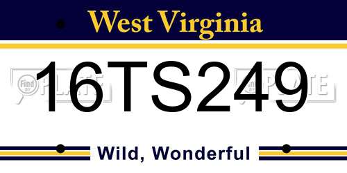 16TS249 West Virginia License Plate