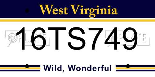 16TS749 West Virginia License Plate