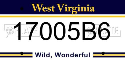 17005B6 West Virginia License Plate