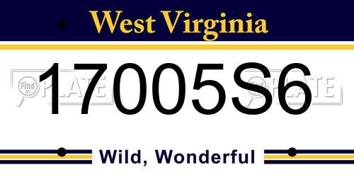 17005S6 West Virginia License Plate