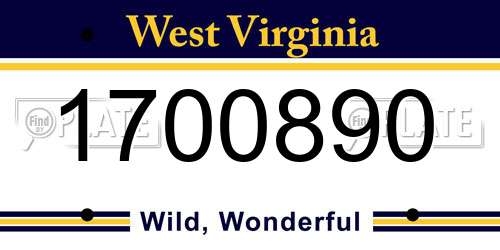 1700890 West Virginia License Plate