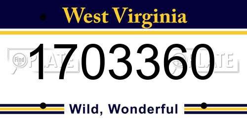 1703360 West Virginia License Plate