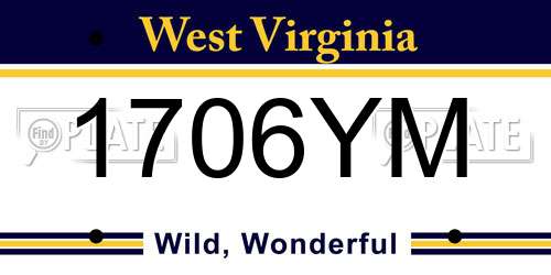 1706YM West Virginia License Plate