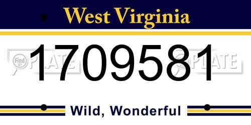 1709581 West Virginia License Plate