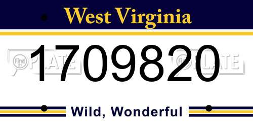 1709820 West Virginia License Plate