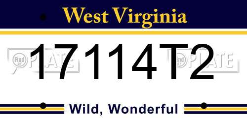 17114T2 West Virginia License Plate