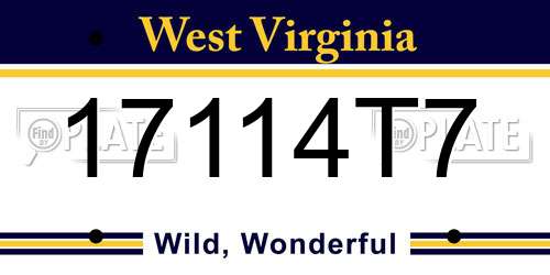 17114T7 West Virginia License Plate