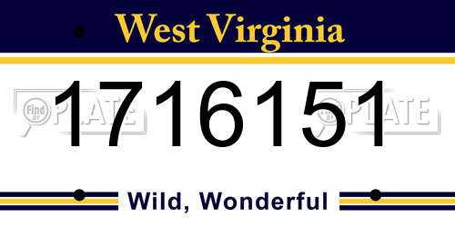 1716151 West Virginia License Plate