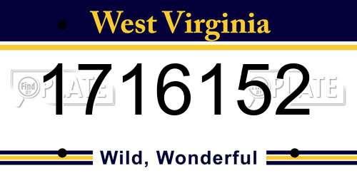 1716152 West Virginia License Plate