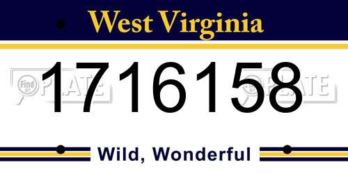 1716158 West Virginia License Plate