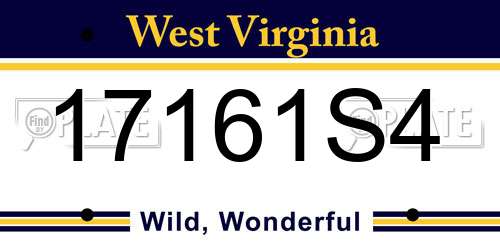 17161S4 West Virginia License Plate