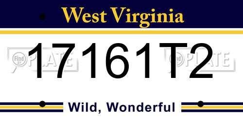 17161T2 West Virginia License Plate