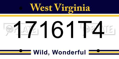 17161T4 West Virginia License Plate