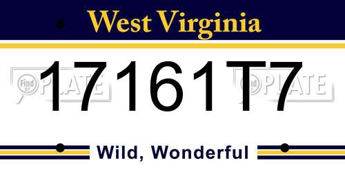 17161T7 West Virginia License Plate