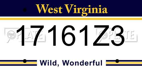 17161Z3 West Virginia License Plate