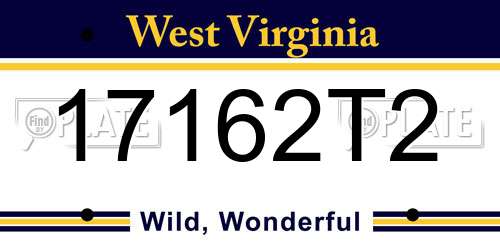 17162T2 West Virginia License Plate