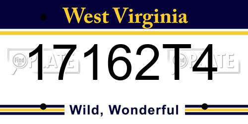 17162T4 West Virginia License Plate
