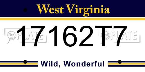 17162T7 West Virginia License Plate