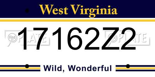 17162Z2 West Virginia License Plate