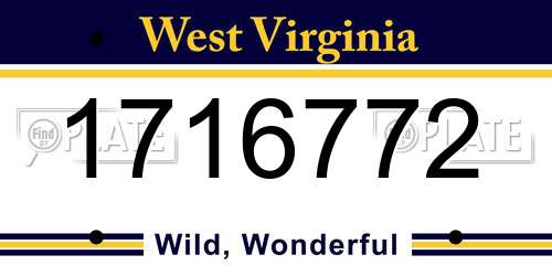 1716772 West Virginia License Plate