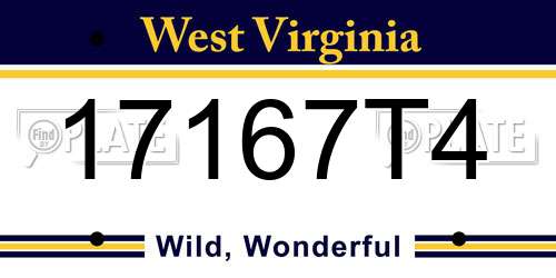 17167T4 West Virginia License Plate