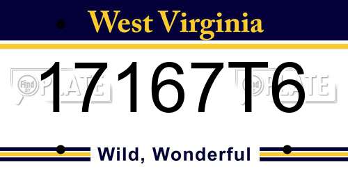 17167T6 West Virginia License Plate
