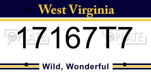 17167T7 West Virginia License Plate