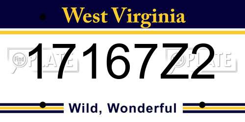 17167Z2 West Virginia License Plate