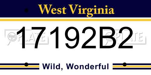 17192B2 West Virginia License Plate