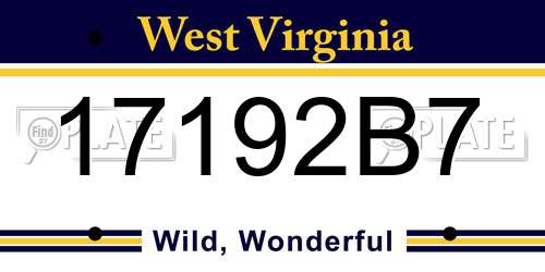 17192B7 West Virginia License Plate