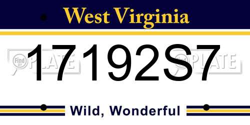 17192S7 West Virginia License Plate