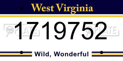 1719752 West Virginia License Plate