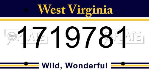 1719781 West Virginia License Plate