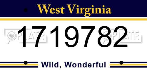 1719782 West Virginia License Plate