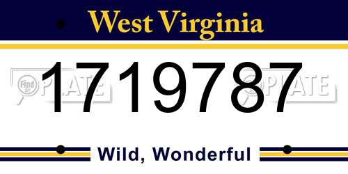1719787 West Virginia License Plate