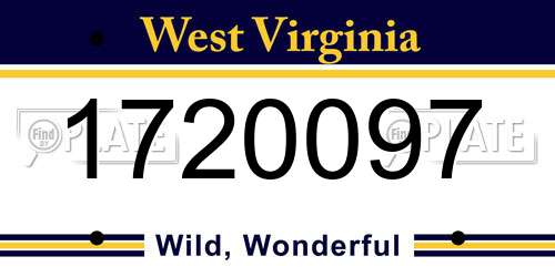 1720097 West Virginia License Plate