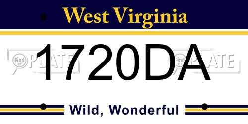 1720DA West Virginia License Plate